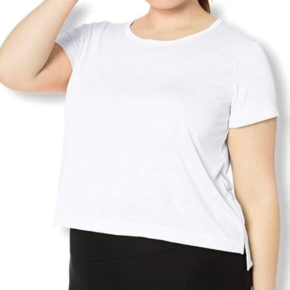 Core 10 Women's White Top Short Sleeve T-Shirt Size L Crew Neck pullover - Picture 1 of 11